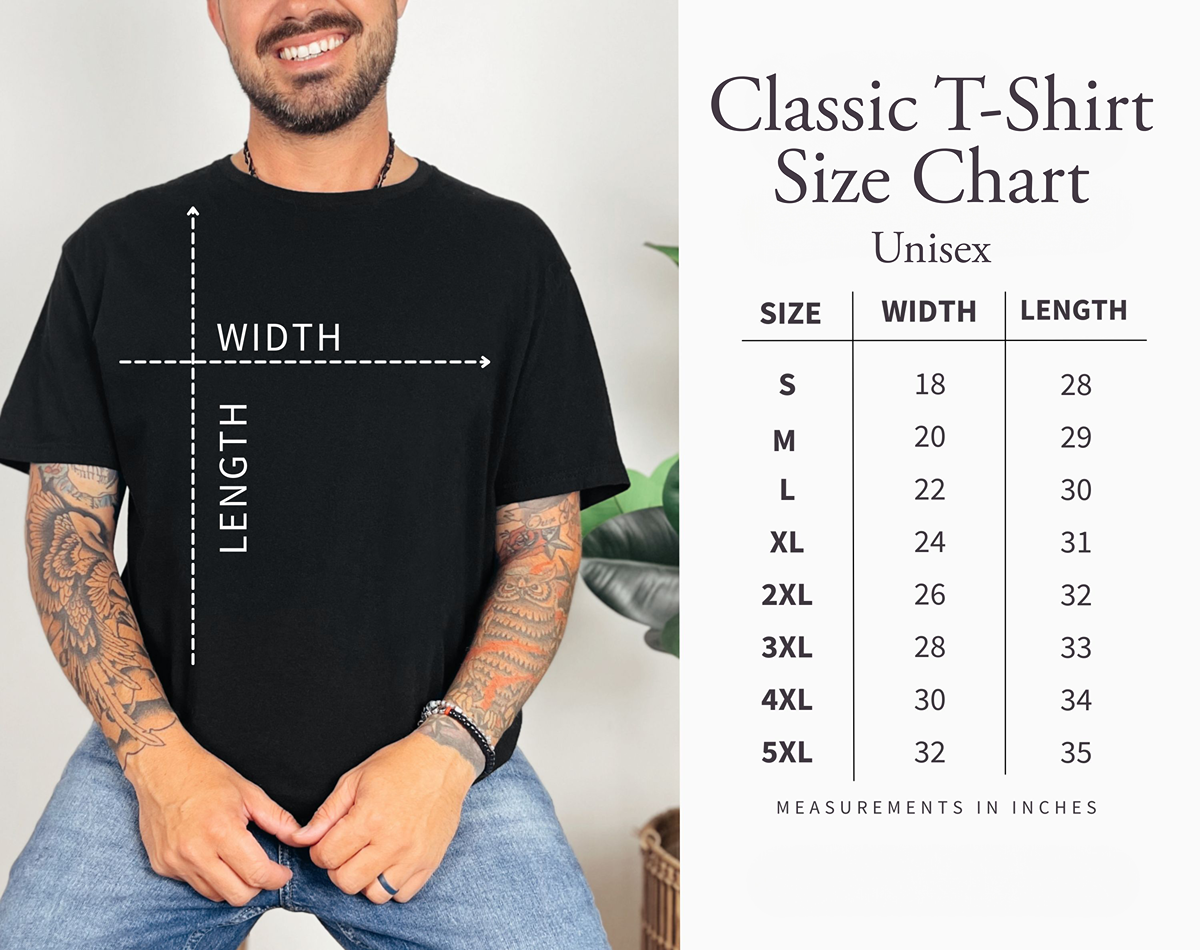 Classic Tee size chart