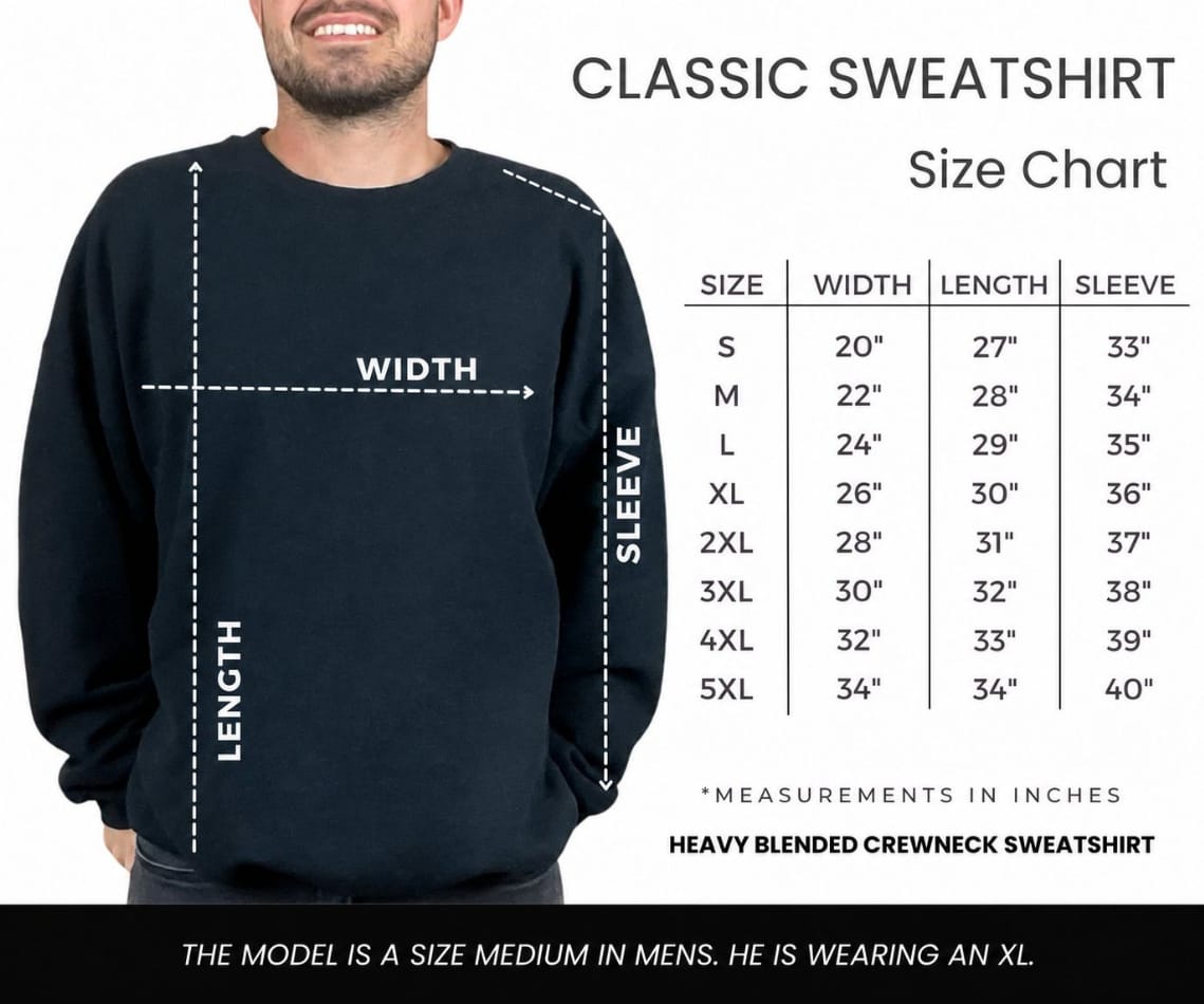Sweatshirt size chart